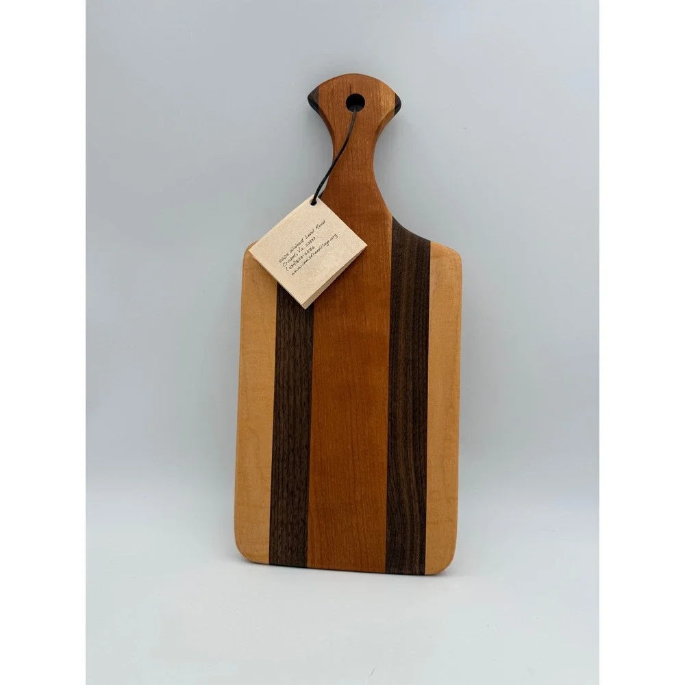 Innisfree Woodshop Striped Hardwood Charcuterie Board Serving Paddle New